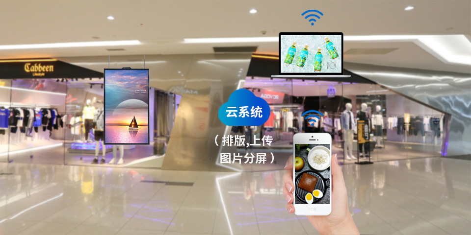 萬達櫥窗高亮吊掛廣告機